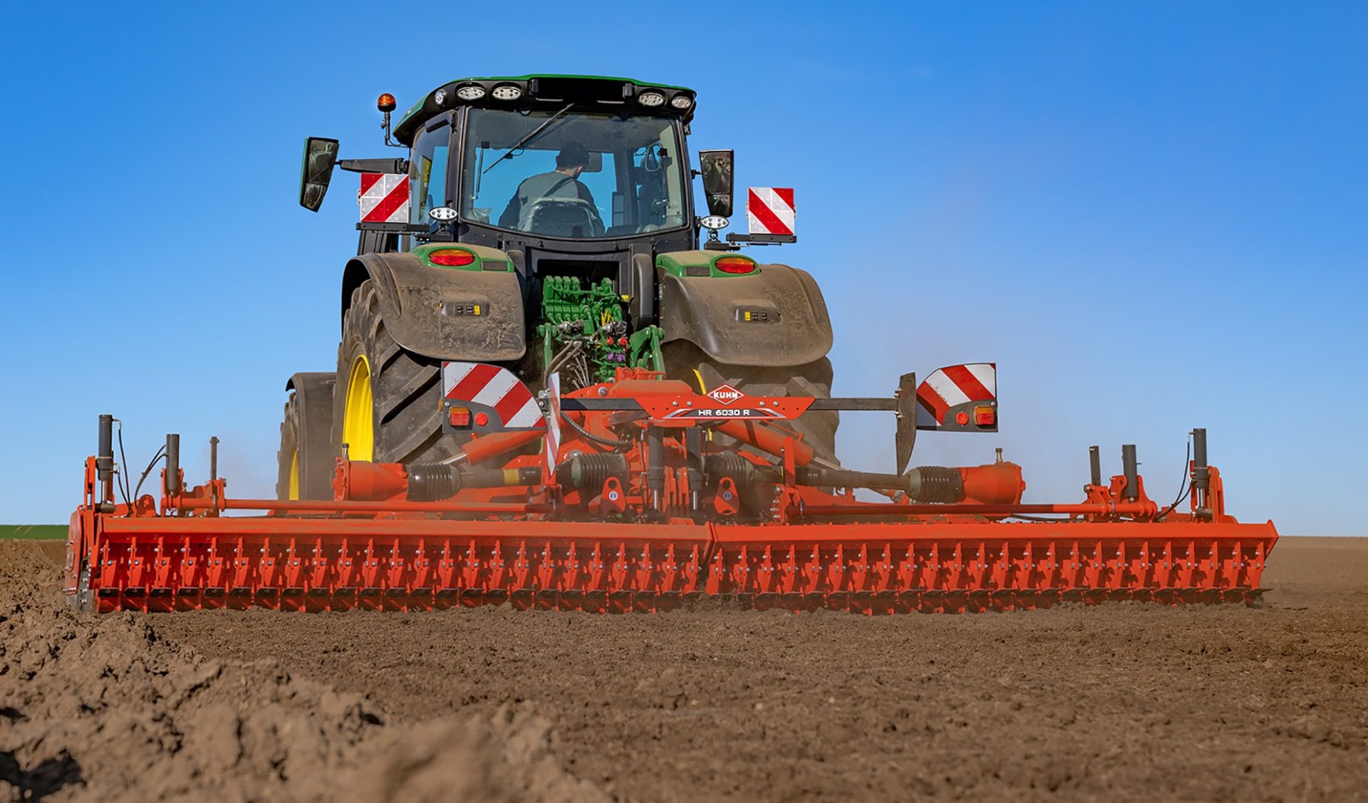 Trio of Kuhn power harrows and Sitera mounted drills