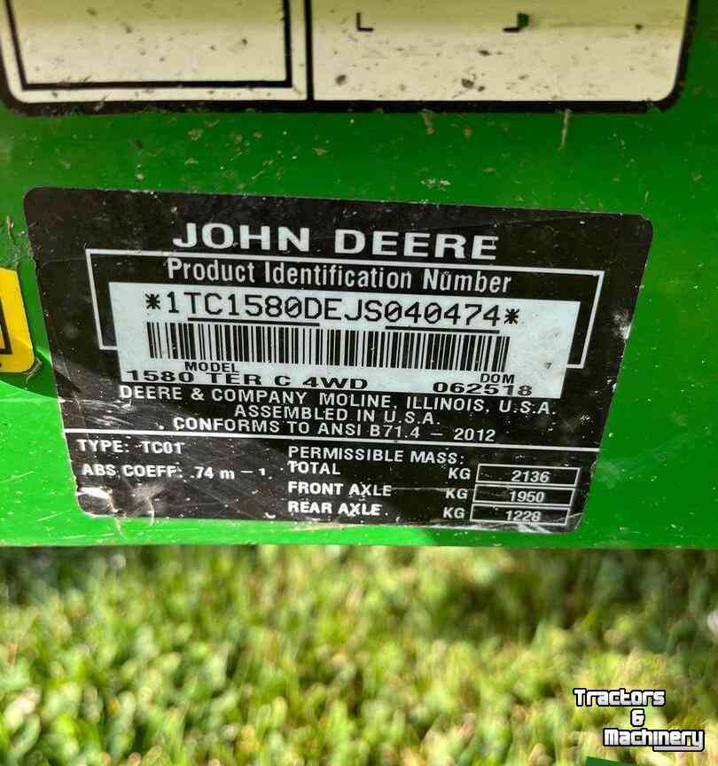 Faucheuse automotrice John Deere 1580 Zonder Maaidek